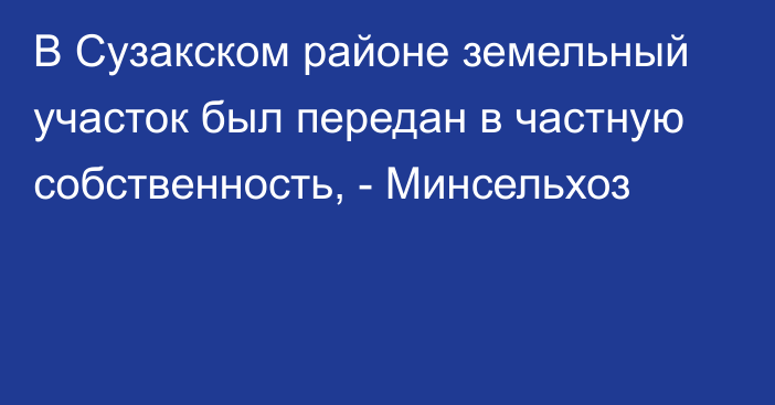 В Сузакском районе земельный участок был передан в частную собственность, - Минсельхоз