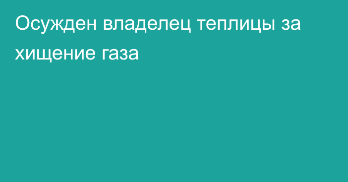 Осужден владелец теплицы за хищение газа