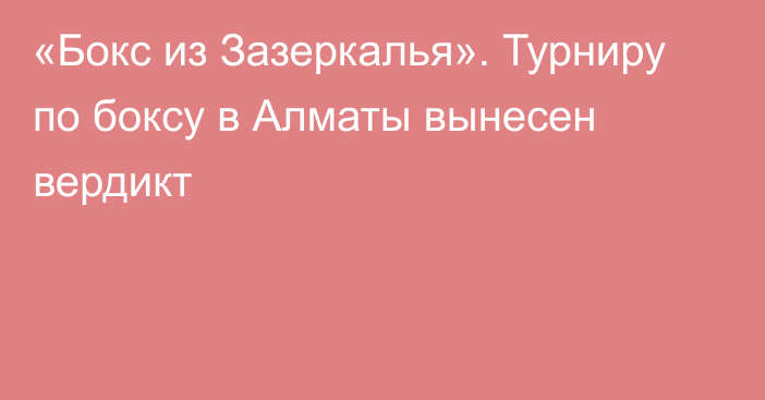 «Бокс из Зазеркалья». Турниру по боксу в Алматы вынесен вердикт