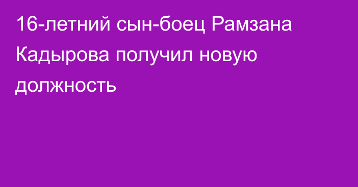 16-летний сын-боец Рамзана Кадырова получил новую должность