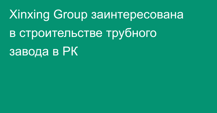 Xinxing Group заинтересована в строительстве трубного завода в РК