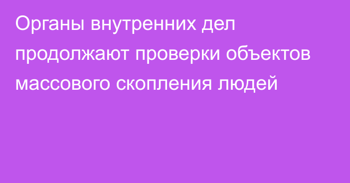 Органы внутренних дел продолжают проверки объектов массового скопления людей