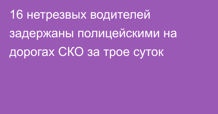 16 нетрезвых водителей задержаны полицейскими на дорогах СКО за трое суток