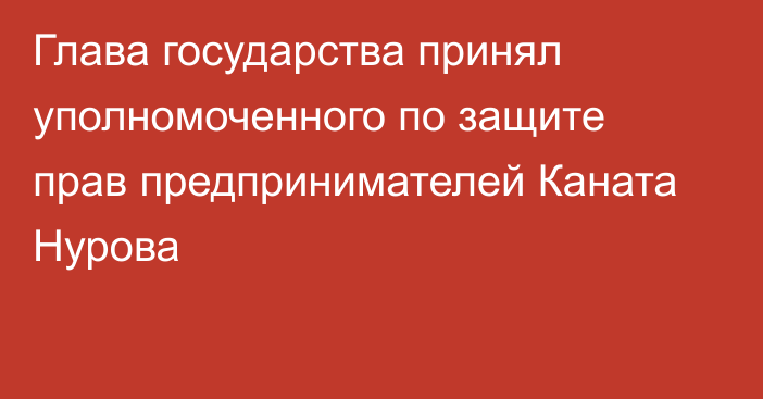 Глава государства принял уполномоченного по защите прав предпринимателей Каната Нурова