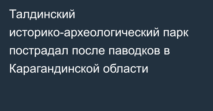 Талдинский историко-археологический парк пострадал после паводков в Карагандинской области