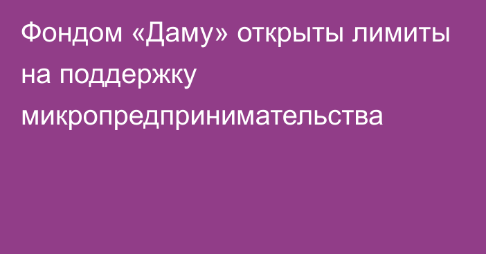 Фондом «Даму» открыты лимиты на поддержку
микропредпринимательства