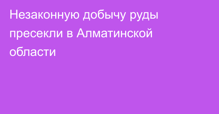 Незаконную добычу руды пресекли в Алматинской области