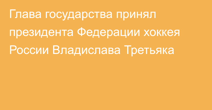 Глава государства принял президента Федерации хоккея России Владислава Третьяка