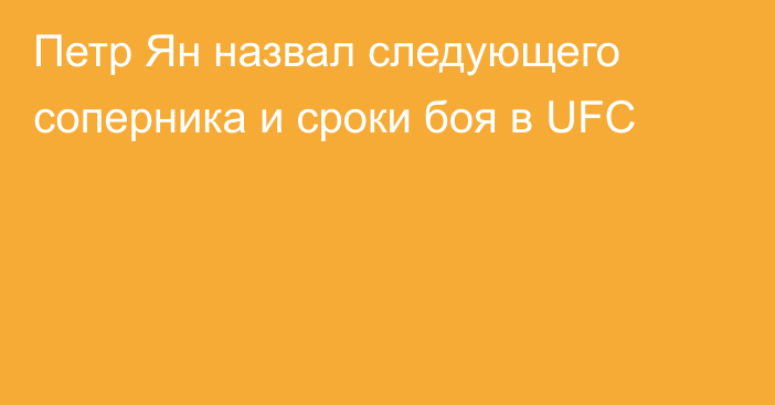 Петр Ян назвал следующего соперника и сроки боя в UFC