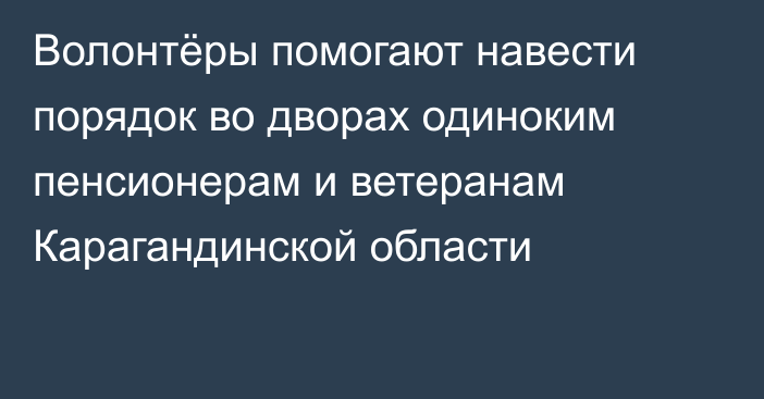 Волонтёры помогают навести порядок во дворах одиноким пенсионерам и ветеранам Карагандинской области