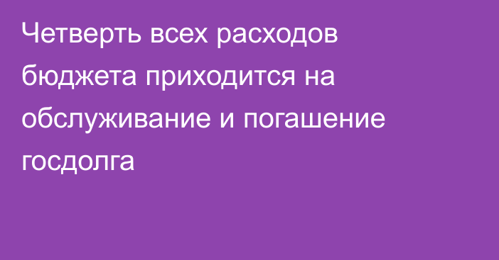 Четверть всех расходов бюджета приходится на обслуживание и погашение госдолга