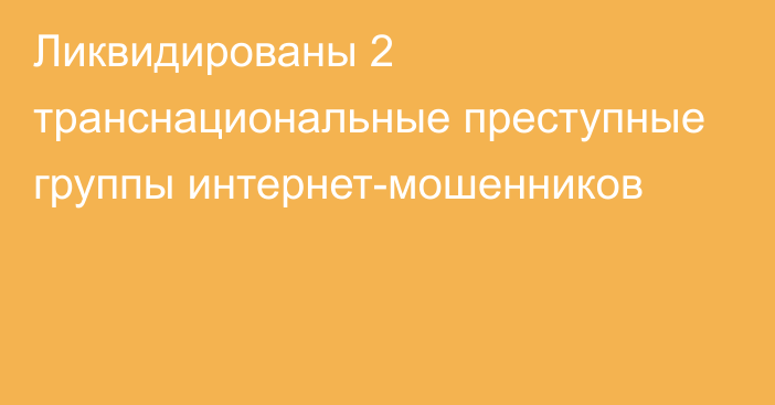 Ликвидированы 2 транснациональные преступные группы интернет-мошенников