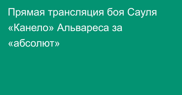 Прямая трансляция боя Сауля «Канело» Альвареса за «абсолют»