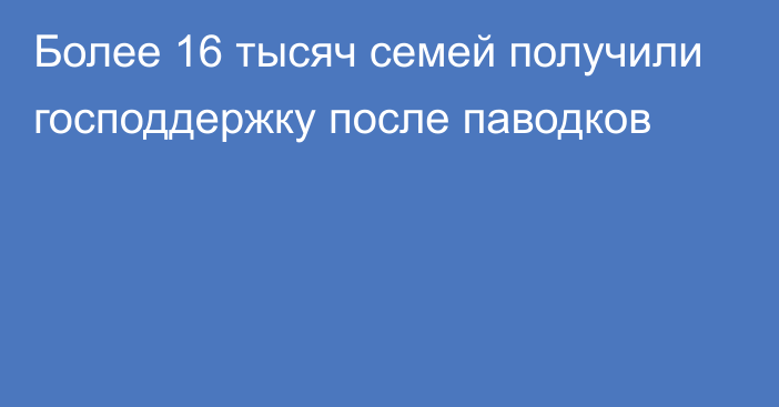 Более 16 тысяч семей получили господдержку после паводков