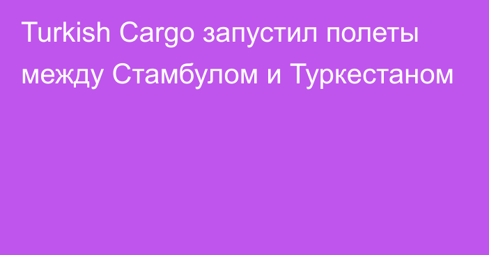 Turkish Cargo запустил полеты между Стамбулом и Туркестаном