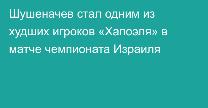 Шушеначев стал одним из худших игроков «Хапоэля» в матче чемпионата Израиля