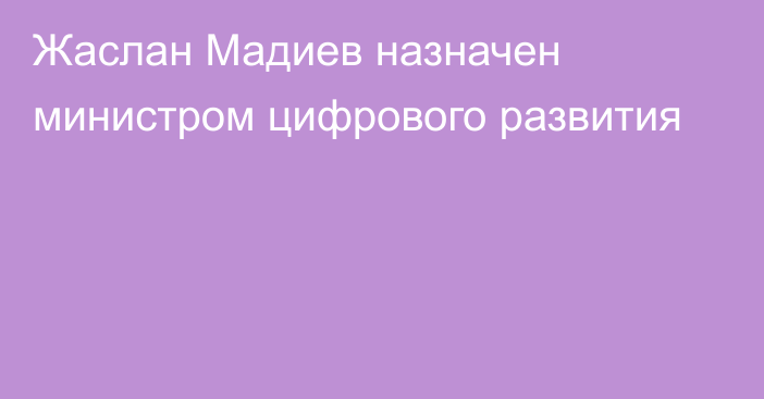 Жаслан Мадиев назначен министром цифрового развития