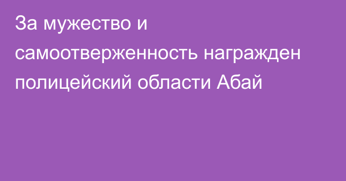 За мужество и самоотверженность награжден полицейский области Абай