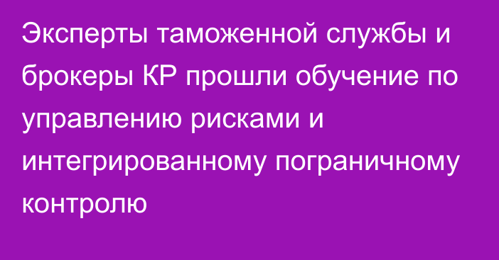 Эксперты таможенной службы и брокеры КР прошли обучение по управлению рисками и интегрированному пограничному контролю