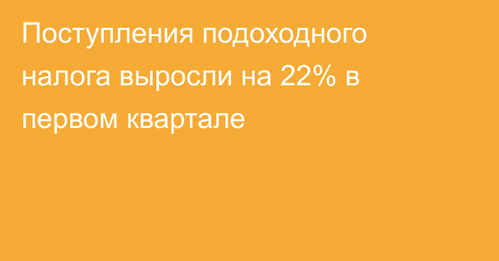 Поступления подоходного налога выросли на 22% в первом квартале