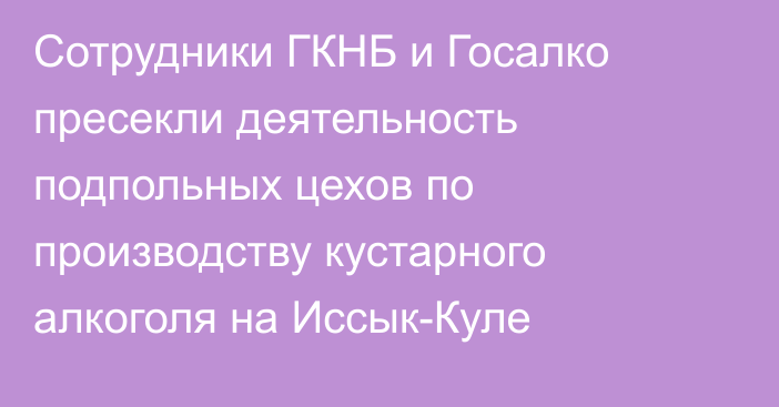 Сотрудники ГКНБ и Госалко пресекли деятельность подпольных цехов по производству кустарного алкоголя на Иссык-Куле