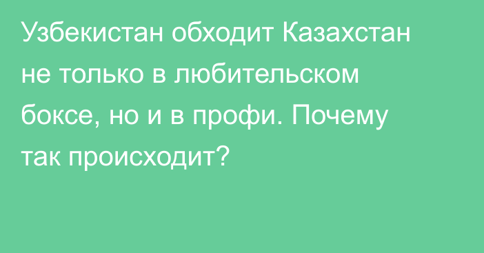 Узбекистан обходит Казахстан не только в любительском боксе, но и в профи. Почему так происходит?