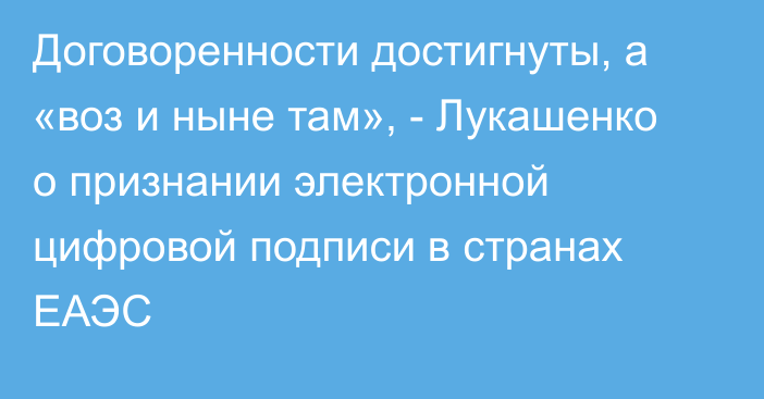 Договоренности достигнуты, а «воз и ныне там», - Лукашенко о признании электронной цифровой подписи в странах ЕАЭС