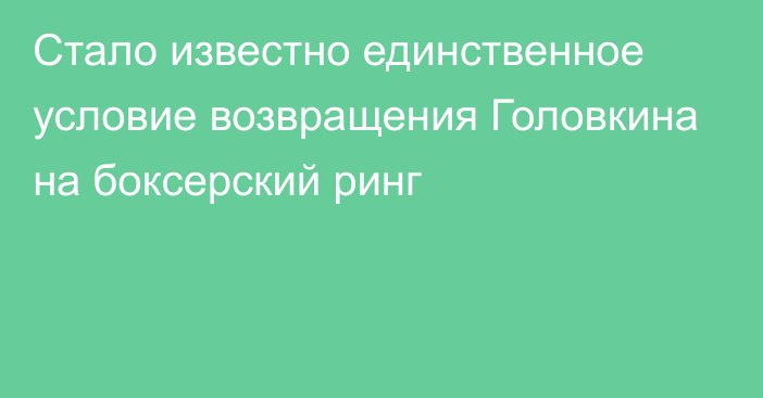 Стало известно единственное условие возвращения Головкина на боксерский ринг