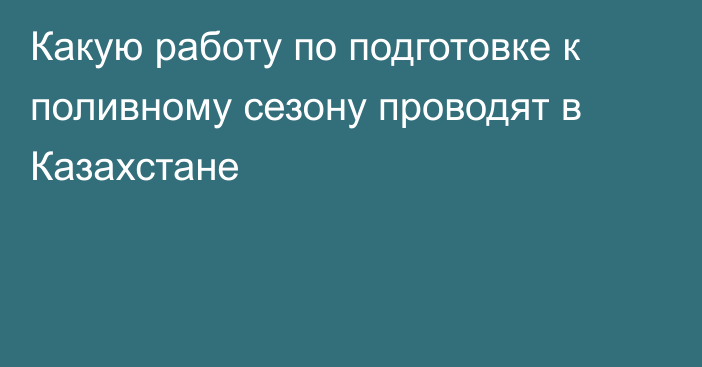 Какую работу по подготовке к поливному сезону проводят в Казахстане