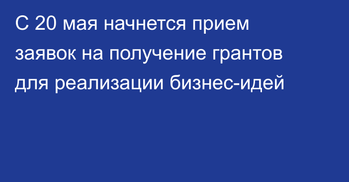 С 20 мая начнется прием заявок на получение грантов для реализации бизнес-идей