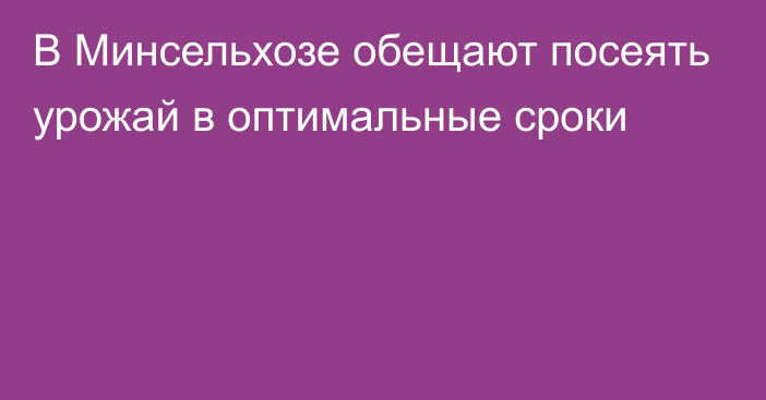 В Минсельхозе обещают посеять урожай в оптимальные сроки