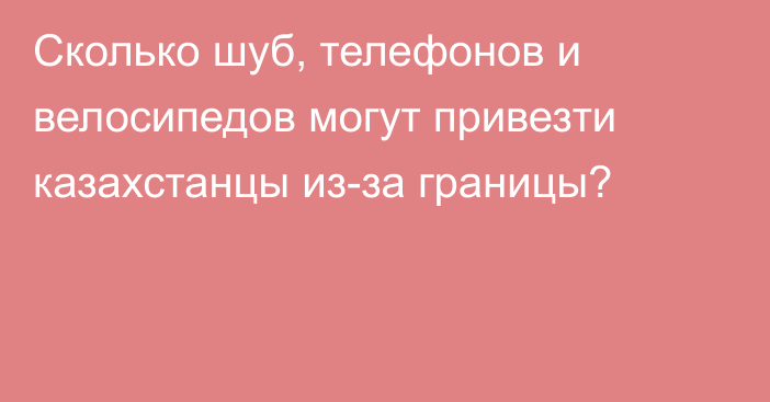 Сколько шуб, телефонов и велосипедов могут привезти казахстанцы из-за границы?