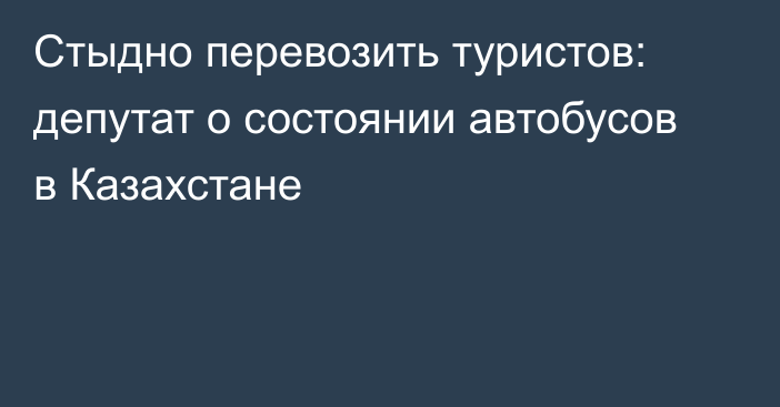 Стыдно перевозить туристов: депутат о состоянии автобусов в Казахстане