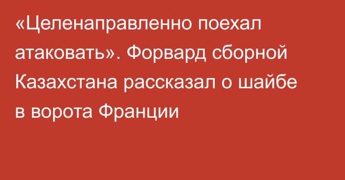 «Целенаправленно поехал атаковать». Форвард сборной Казахстана рассказал о шайбе в ворота Франции