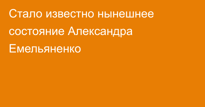 Стало известно нынешнее состояние Александра Емельяненко