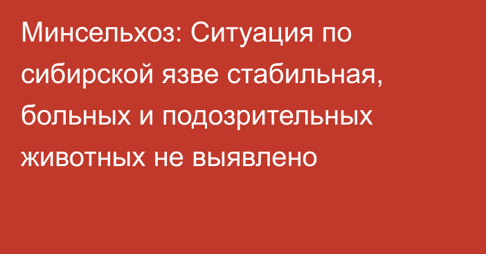 Минсельхоз: Ситуация по сибирской язве стабильная, больных и подозрительных животных не выявлено