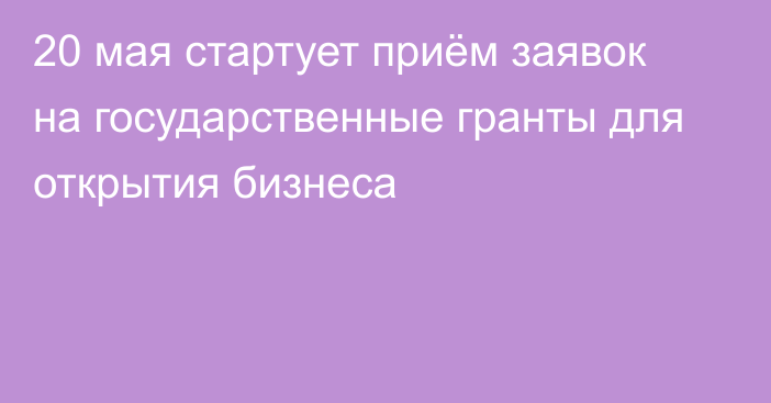 20 мая стартует приём заявок на государственные гранты для открытия бизнеса