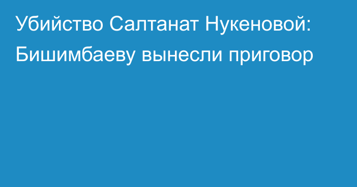 Убийство Салтанат Нукеновой: Бишимбаеву вынесли приговор