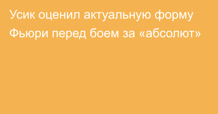 Усик оценил актуальную форму Фьюри перед боем за «абсолют»