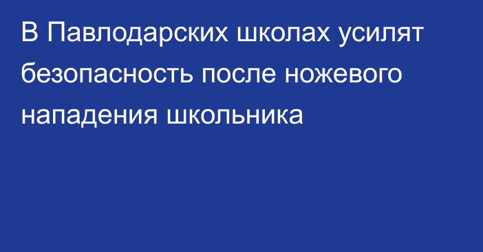 В Павлодарских школах усилят безопасность после ножевого нападения школьника