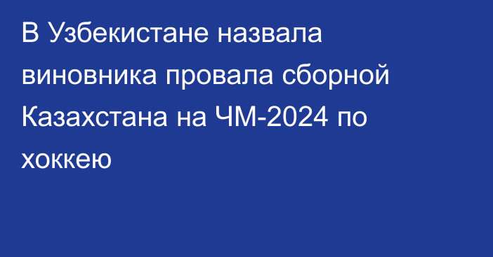 В Узбекистане назвала виновника провала сборной Казахстана на ЧМ-2024 по хоккею