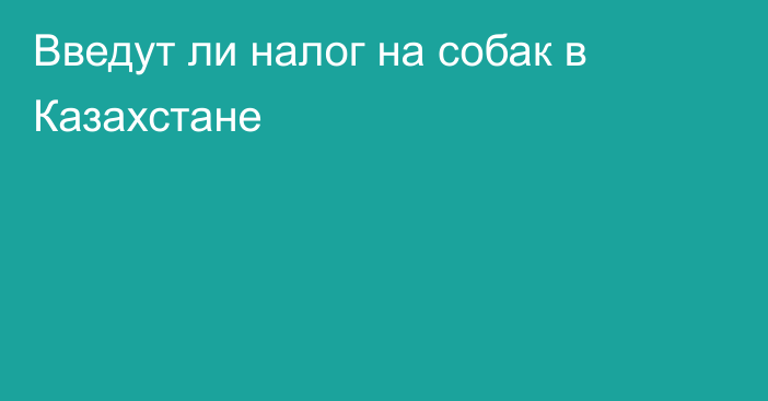 Введут ли налог на собак в Казахстане