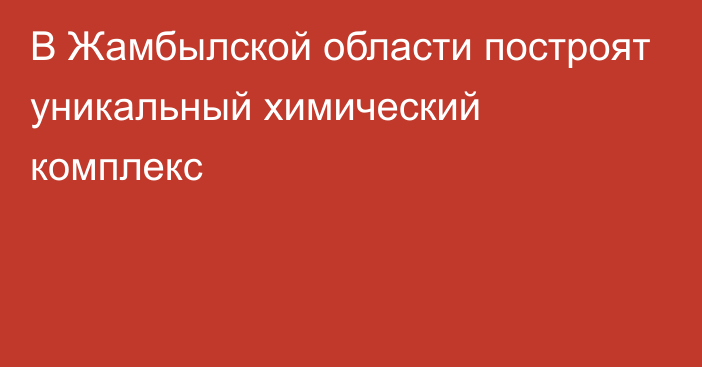 В Жамбылской области построят уникальный химический комплекс