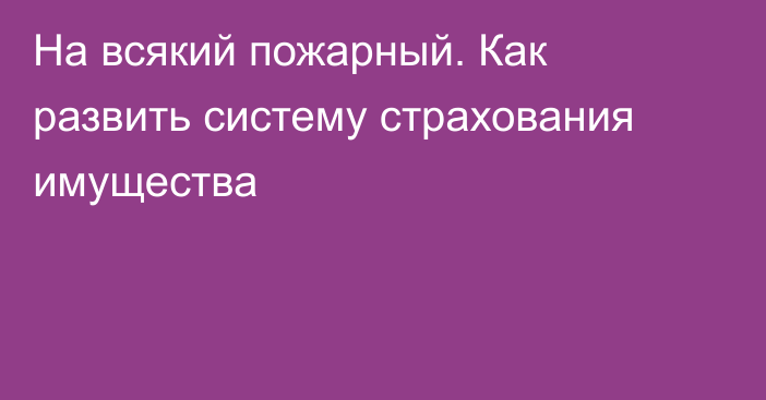 На всякий пожарный. Как развить систему страхования имущества