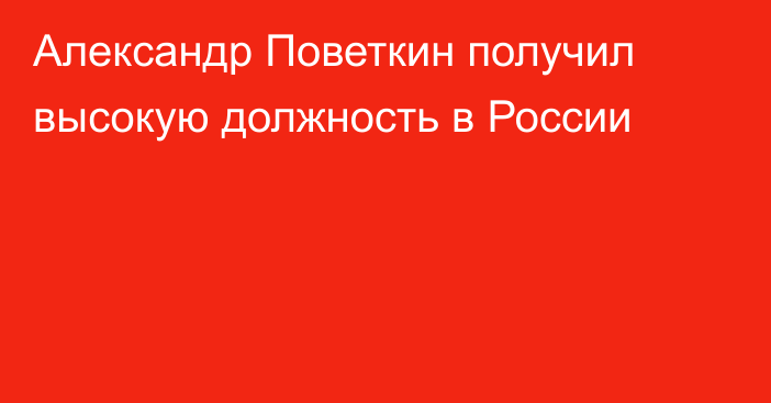 Александр Поветкин получил высокую должность в России