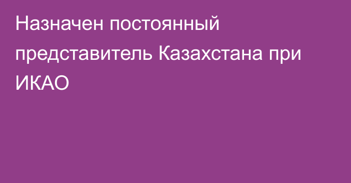 Назначен постоянный представитель Казахстана при ИКАО