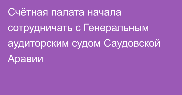 Счётная палата начала сотрудничать с Генеральным аудиторским судом Саудовской Аравии