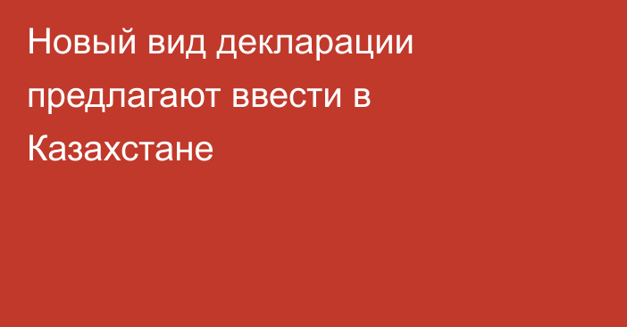 Новый вид декларации предлагают ввести в Казахстане