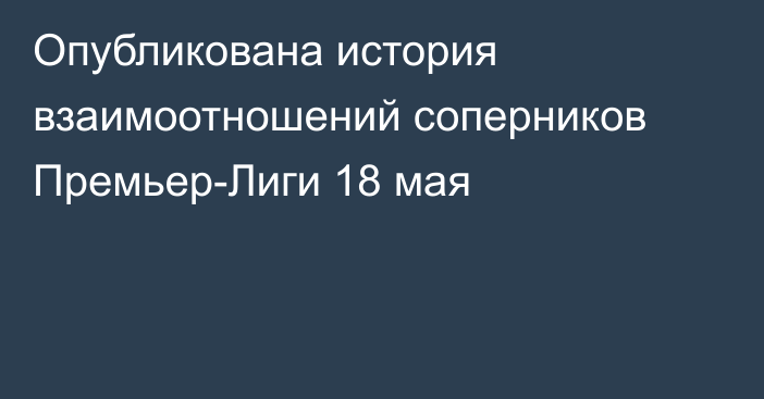 Опубликована история взаимоотношений соперников Премьер-Лиги 18 мая