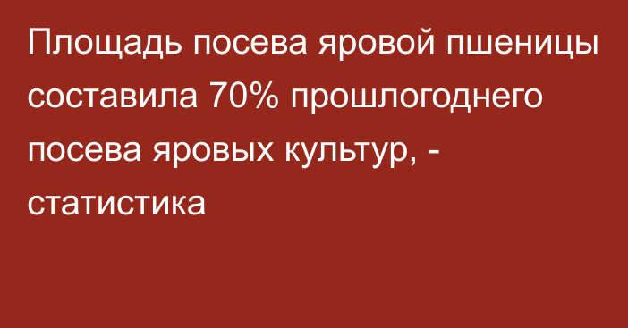 Площадь посева яровой пшеницы составила 70% прошлогоднего посева яровых культур, - статистика